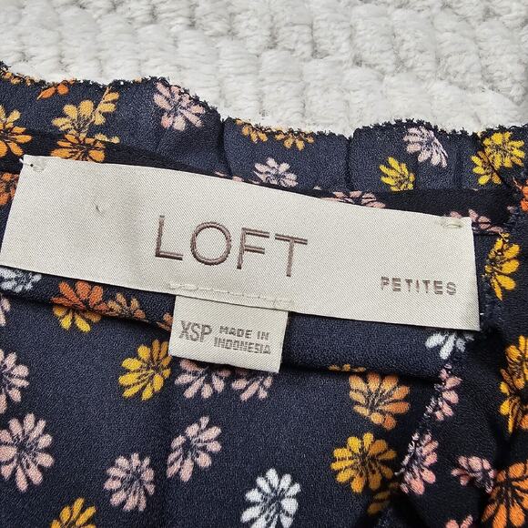 Loft Shirt Womens XS Petite Tank Top Navy Floral Print - Picture 4 of 7